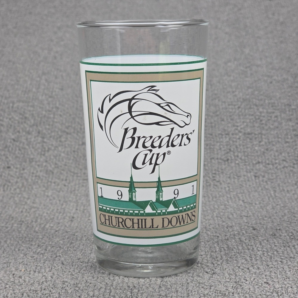 Breeders Cup 1991 Churchill Downs Glass Clear Horse Racing Vintage 12oz